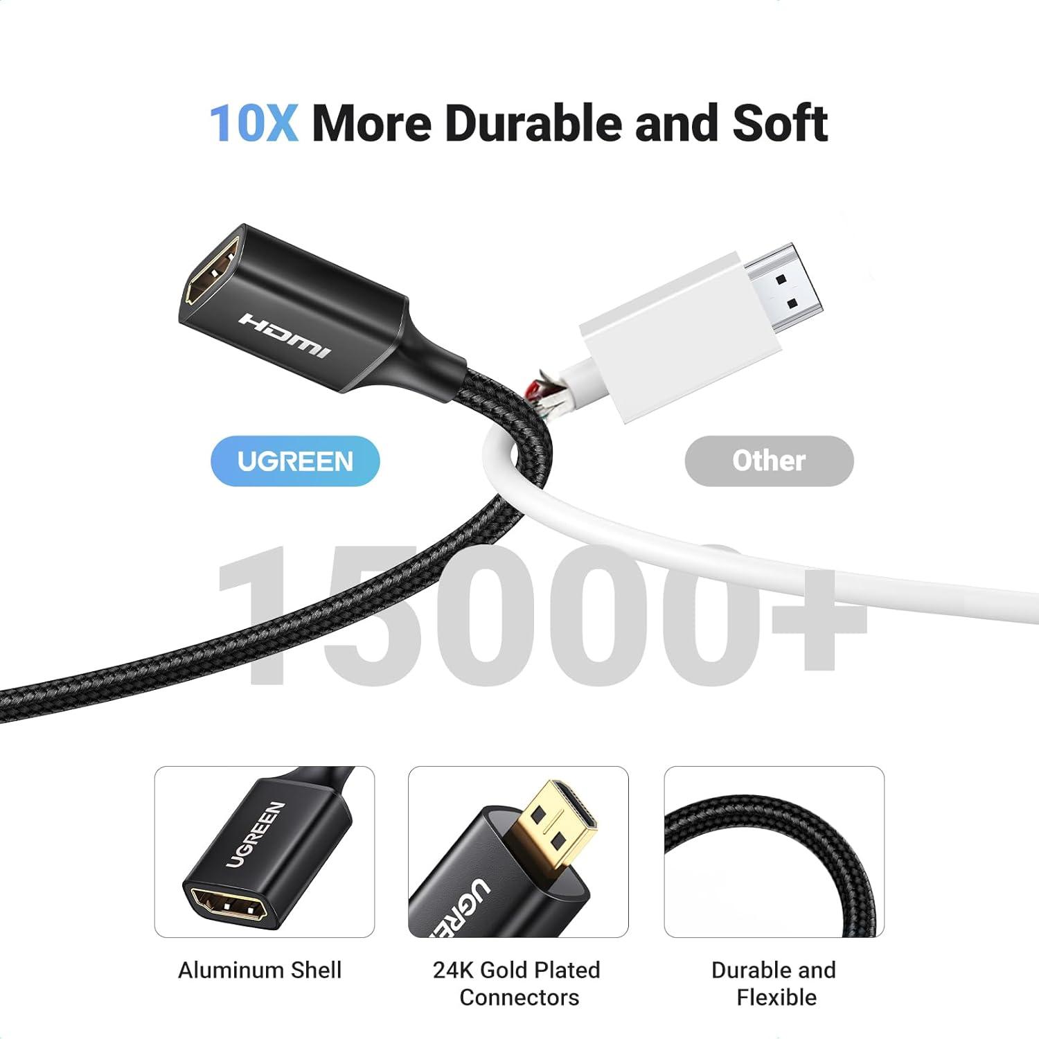 imageUGREEN Micro HDMI to HDMI Adapter Micro HDMI to Female HDMI Aluminum HDMI Cable Adapter Supports 4K 3D 1080P Compatible with Raspberry Pi 54Pi 500 GoPro Hero 7 Camera Nikon B500 8 Inch BlackBlack