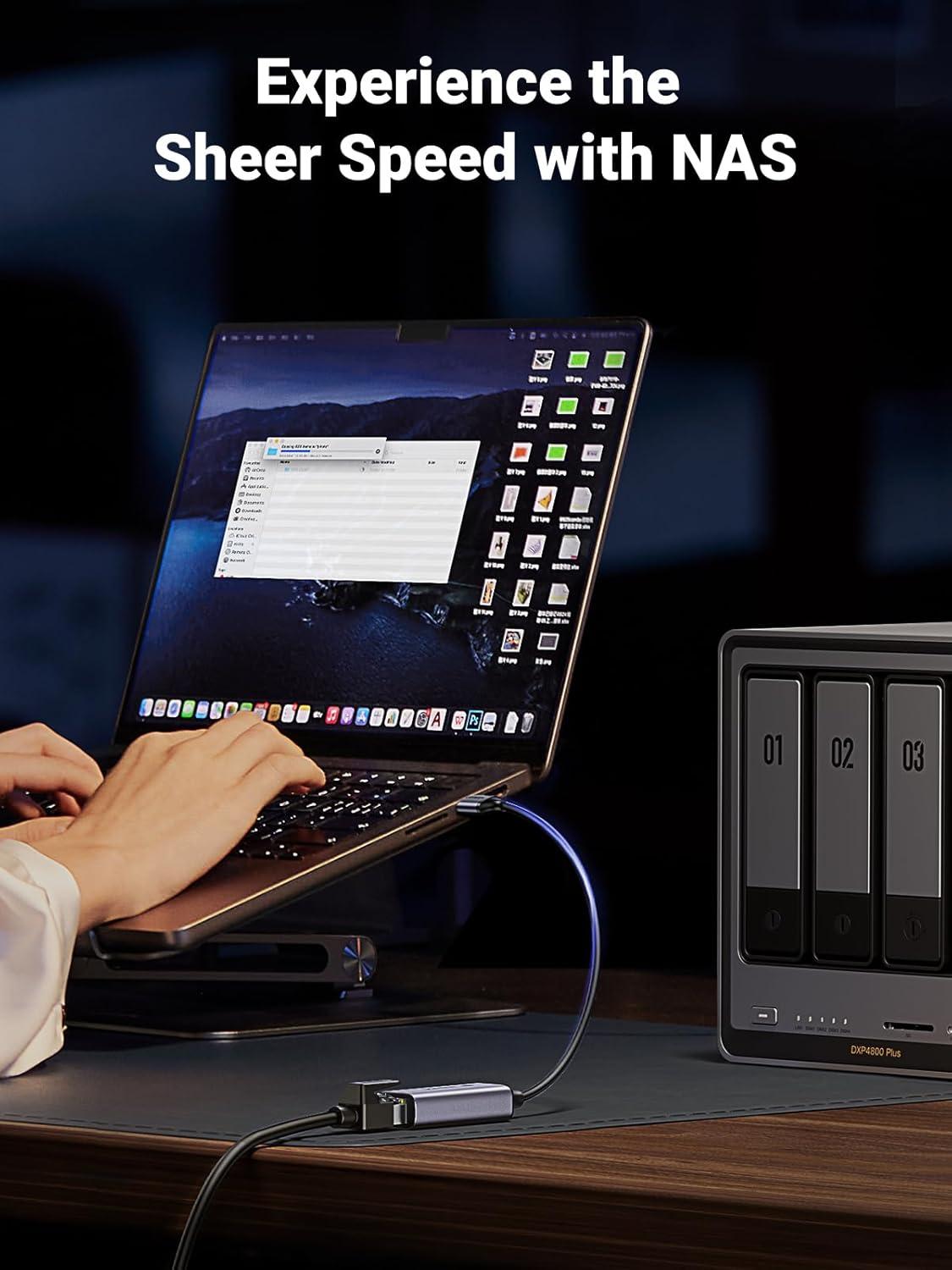 imageUGREEN USB 30 to Ethernet Adapter 5 in 1 Multiport Hub Bundle with 25Gb USB to Ethernet Adapter Ethernet to USB Adapter for Laptop Aluminum