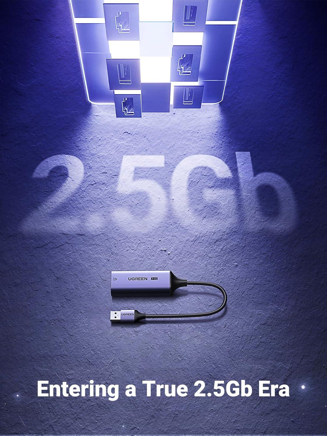 imageUGREEN USB 30 to Ethernet Adapter 5 in 1 Multiport Hub Bundle with 25Gb USB to Ethernet Adapter Ethernet to USB Adapter for Laptop Aluminum