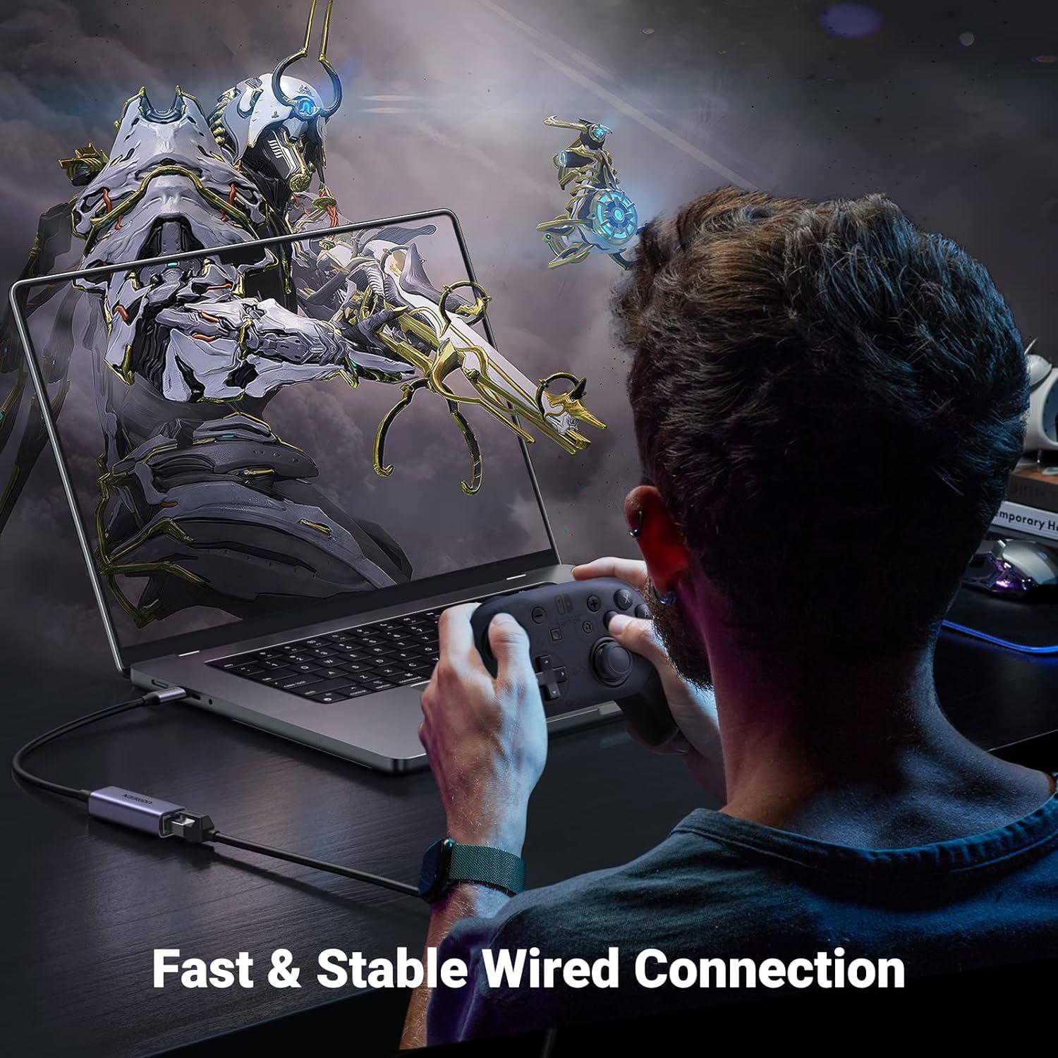 imageUGREEN USB C to Ethernet Adapter Gigabit RJ45 to USB 30 TypeC Thunderbolt 3 LAN Network Adapter Bundle with 25Gb USB to Ethernet Adapter Ethernet to USB Adapter for Laptop