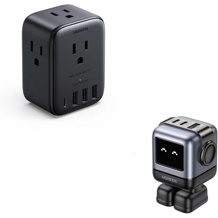 imageUGREEN 65W GaN USB C Charger Power Strip with USB C Ports Fast Charging Bundle for Laptop Phone amp Tablet Compact Travel Charger and Surge Protected Desktop Charging Station