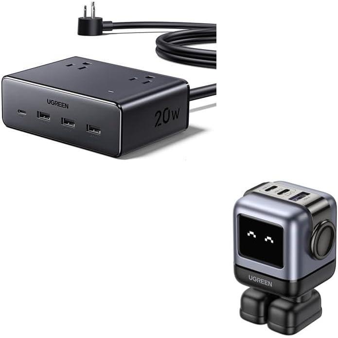 imageUGREEN 65W GaN USBC Fast Charger 8in1 USBC Power Strip Bundle 3Port Travel Wall Charger amp 4 AC USB DesktopTravel Power Bar for Laptop Phone amp Tablet
