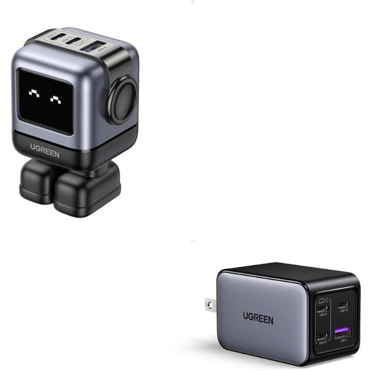 imageUGREEN Dual 65W GaN USBC Charger Bundle 4Port 3Port Fast Charging Station for Laptop Phone amp Tablet Travel amp Home Use