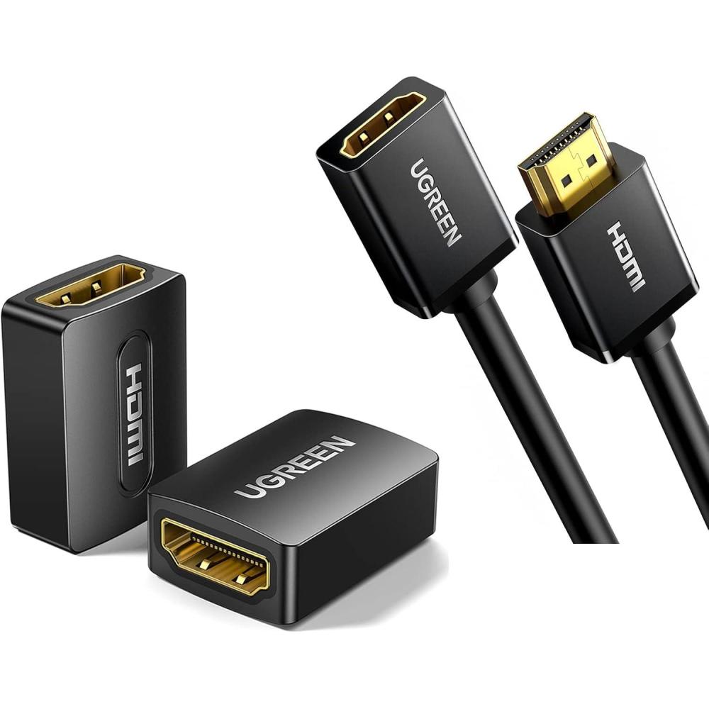 imageUGREEN HDMI Coupler Bundle with HDMI Extension Cable 4K Compatible with HDTV Roku TV Stick Chromecast Nintendo Switch Xbox PS54 Laptop PC