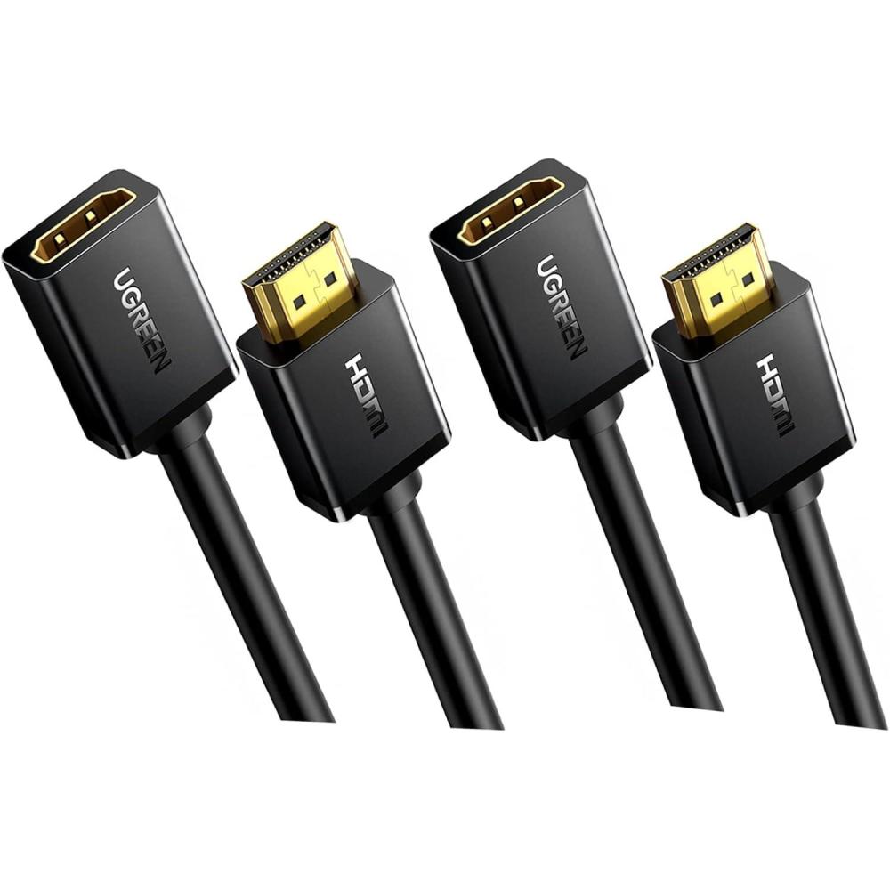 imageUGREEN HDMI Extension Cable 15FT Bundle with 3FT HDMI Male to Female Adapter Cord Compatible with Roku TV Stick PS5 PS4 Xbox Laptop PC Nintendo Switch