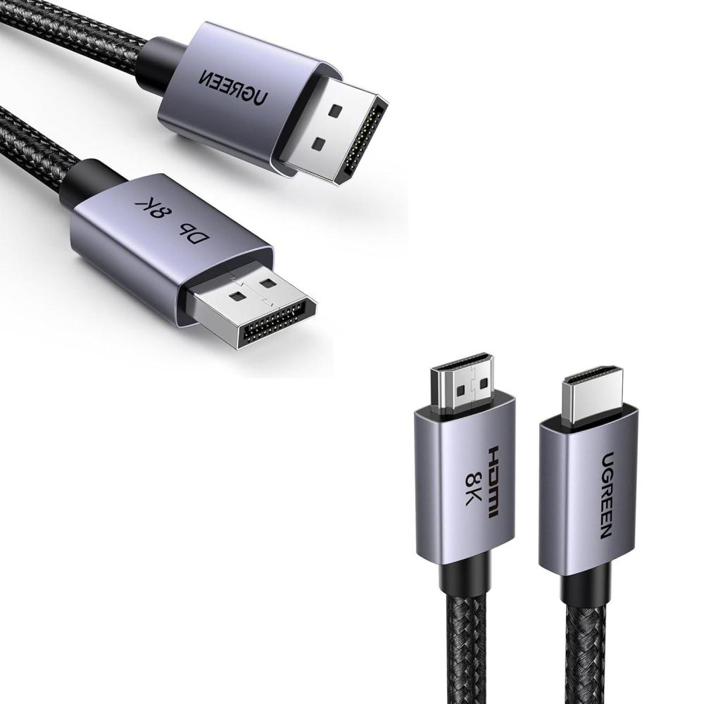 imageUGREEN VESA Certified 8K60Hz DP 14 66FT Bundle with HDMI 21 Cables Supports 4K240Hz 324Gbps 48Gbps High Speed for PC Laptop Monitor TV