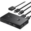 imageUGREEN KVM Switch Share 4 USB Ports USB and HDMI Switch for 2 Computers for Keyboard Mouse Printer to One Monitor Support 4K60Hz 3D HDR Include Desktop Controller 2 USB Cables and 2 HDMI Cables