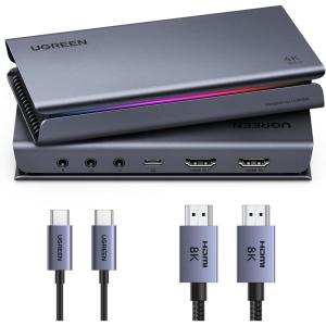UGREEN 4K 144Hz Video Capture Card HDMI to USB 3.2 Gen 2 with Mic and HDMI 2.1 Loop-Out, with Low Latency for Streaming Game Recording Compatible with Switch 2/Xbox/PS4/PS5/PC/Camera/Mac/OBS/XSplit