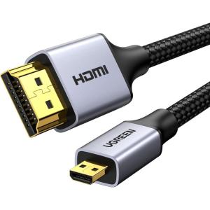 UGREEN 4K Micro HDMI to HDMI Cable 6.6FT, Aluminum Shell Braided 18Gbps 4K 60Hz HDR 3D ARC Compatible with GoPro Hero 7 6 5 Raspberry Pi 5 Portable Monitor Camera Nikon Yoga 3 Pro(3.3FT)