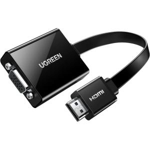UGREEN Active HDMI to VGA Adapter with 3.5mm Audio Jack HDMI Male to VGA Female up to 1080P for PC Laptop Ultrabook Raspberry Pi Chromebook Black