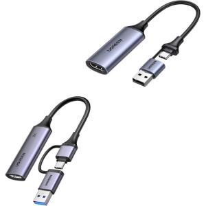 UGREEN Full HD 1080P Capture Card 4K HDMI to USB 2.0 Bundle with 2K@30Hz Video Capture Card HDMI to USB 3.0 A and USB C 4K Input