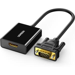 UGREEN HDMI to VGA, HDMI to VGA Adapter Connector(Female to Male) with 3.5mm Audio Jack Compatible with Monitor, PC, Xbox, TV Stick, Raspberry Pi, Nintendo Switch, Roku, Computer, Laptop