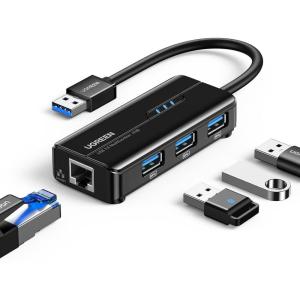UGREEN USB 3.0 Hub Ethernet Adapter 10 100 1000 Gigabit Network Converter with 3 USB 3.0 Ports Hub Compatible with Laptop PC MacBook Mac mini Surface XPS Windows Linux macOS, and More