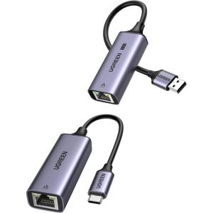 UGREEN USB C to Ethernet Adapter Gigabit RJ45 to USB 3.0 Type-C (Thunderbolt 3) LAN Network Adapter Bundle with 2.5Gb USB to Ethernet Adapter Ethernet to USB Adapter for Laptop