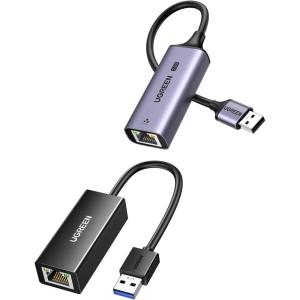 UGREEN USB to Ethernet Adapter, 1000Mbps Ethernet Adapter with USB 3.0 Bundle with UGREEN 2.5Gb USB to Ethernet Adapter, Ethernet to USB Adapter for Laptop, Aluminum