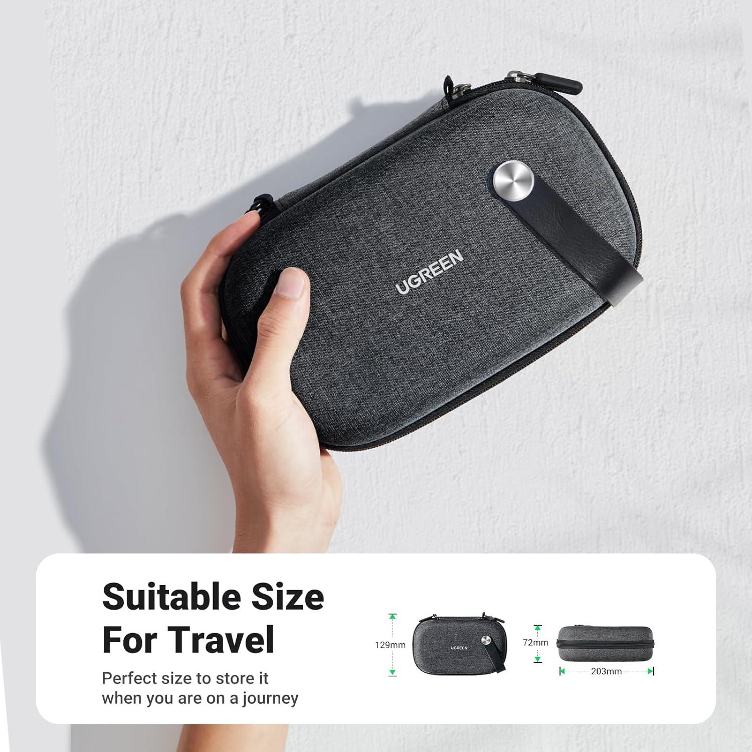 imageUGREEN Electronic Organizer Travel Case Pouch Bag Accessories Portable Waterproof Storage Bag Travel Essentials with Cable USB Flash Drive Charger External Battery Memory CardBlack