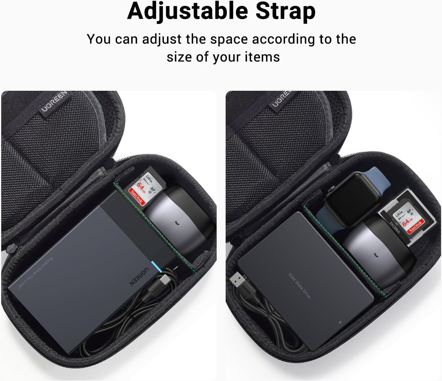 imageUGREEN Electronic Organizer Travel Case Pouch Bag Accessories Portable Waterproof Storage Bag Travel Essentials with Cable USB Flash Drive Charger External Battery Memory CardBlack