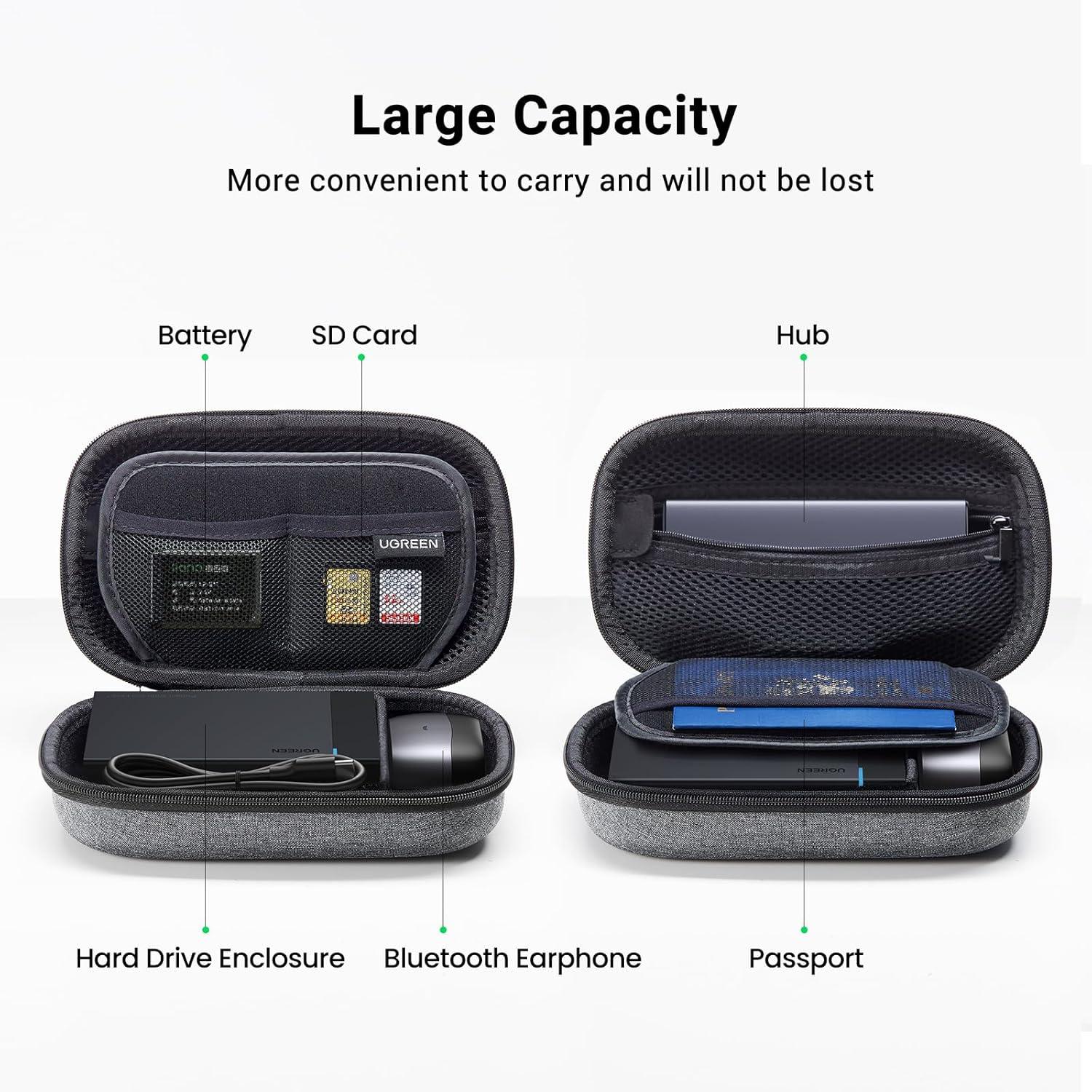 imageUGREEN Electronic Organizer Travel Case Pouch Bag Accessories Portable Waterproof Storage Bag Travel Essentials with Cable USB Flash Drive Charger External Battery Memory CardBlack