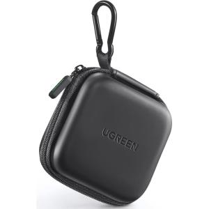 UGREEN Earbud Case, Waterproof Earphone Case Pouch Compatible with AirPods Pro Headphone Case Holder with Stainless Steel Carabiner, for Headphones, Earbuds, SD Memory Card, Camera Chips, Blue(Black)