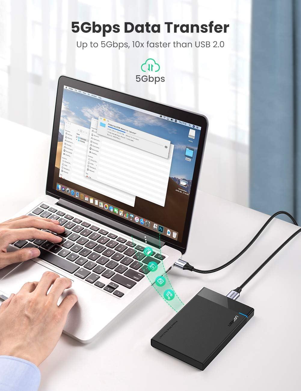 imageUGREEN Micro USB 30 Cable USB 30 A to Micro B Cord Nylon Braided External Hard Drive Cable Compatible with Samsung Galaxy S5 Note 3Pro 122 Western Digital Toshiba My Passport etc 6 FT15 ft