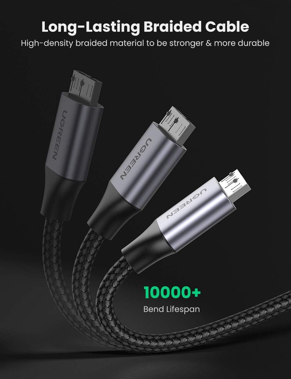 imageUGREEN Micro USB 30 Cable USB 30 A to Micro B Cord Nylon Braided External Hard Drive Cable Compatible with Samsung Galaxy S5 Note 3Pro 122 Western Digital Toshiba My Passport etc 6 FT15 ft