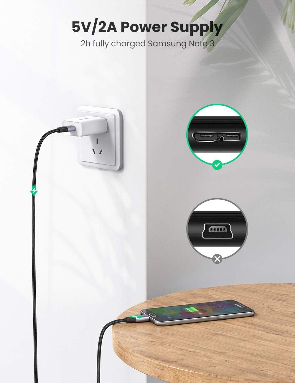 imageUGREEN Micro USB 30 Cable USB 30 A to Micro B Cord Nylon Braided External Hard Drive Cable Compatible with Samsung Galaxy S5 Note 3Pro 122 Western Digital Toshiba My Passport etc 6 FT15 ft