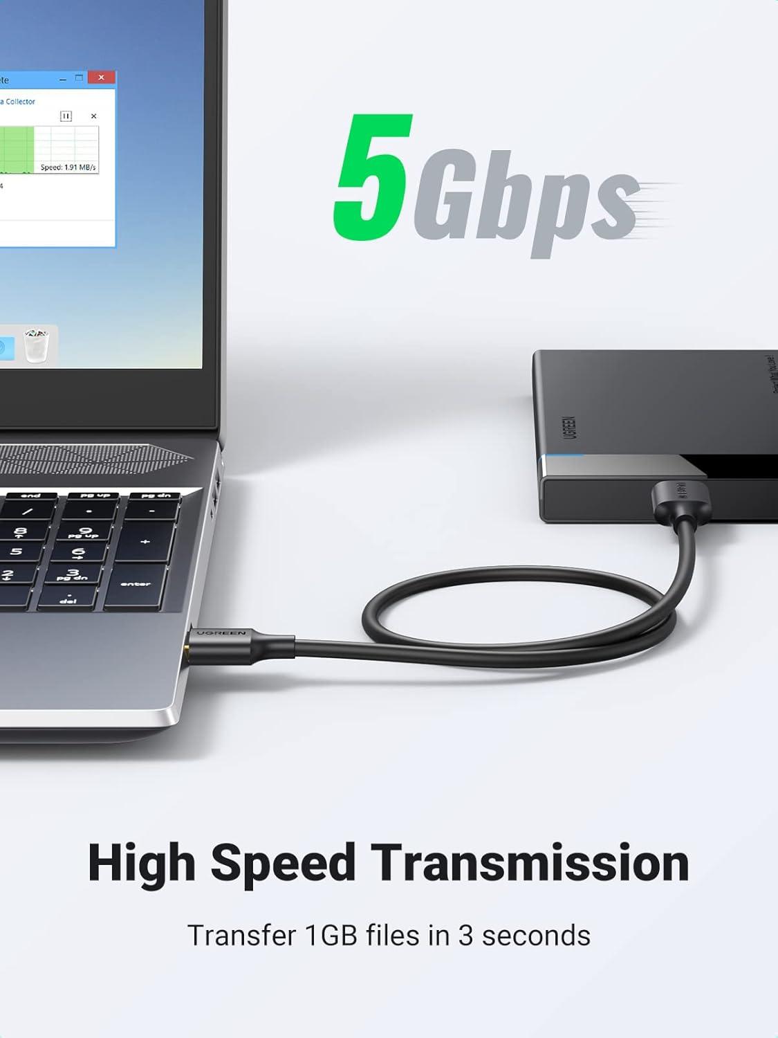 imageUGREEN Micro USB 30 Cable USB 30 Type A Male to Micro B Cord Compatible with Samsung Galaxy S5 Note 3 Camera Hard Drive and More 6ft3FT