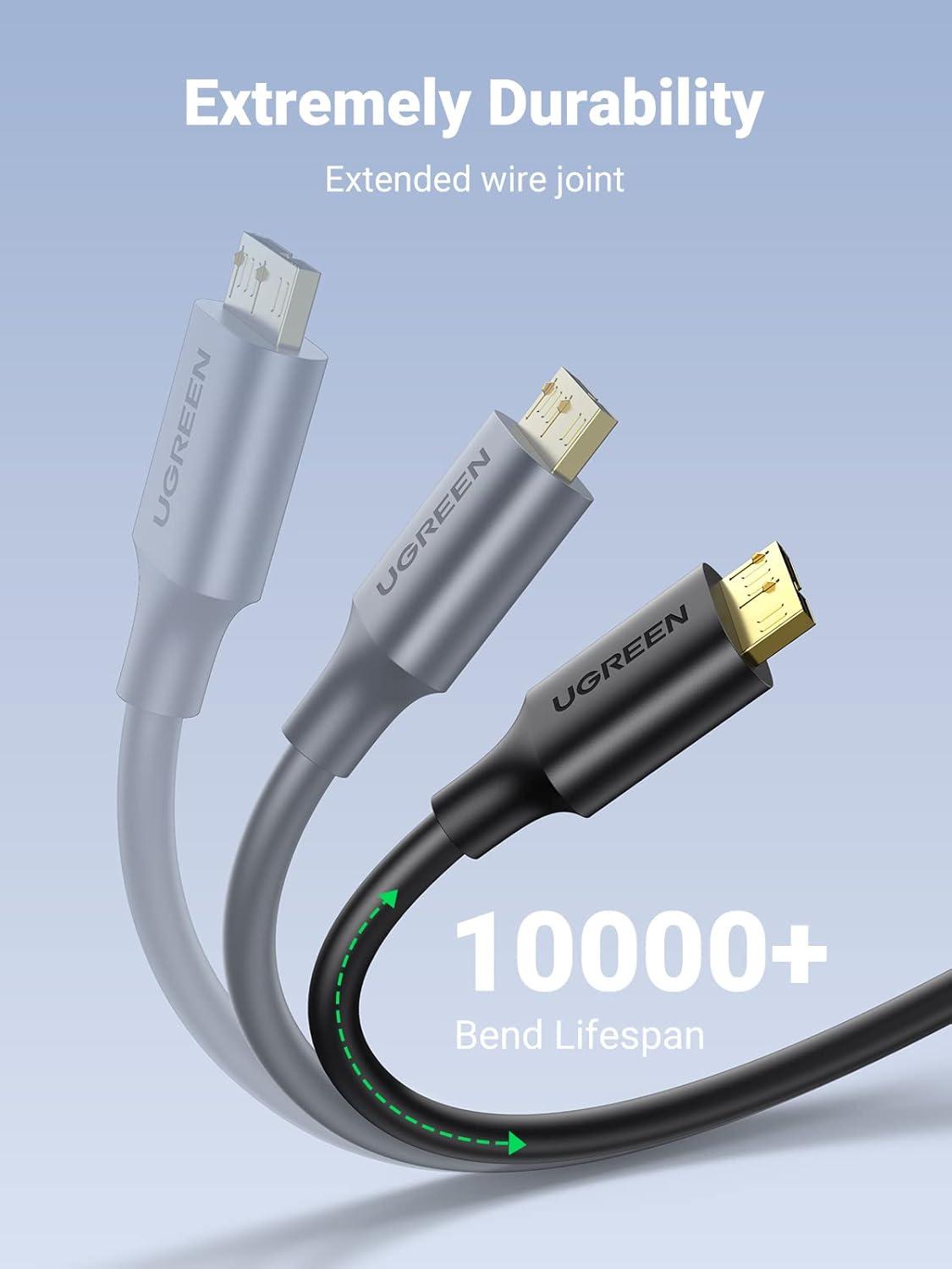 imageUGREEN Micro USB 30 Cable USB 30 Type A Male to Micro B Cord Compatible with Samsung Galaxy S5 Note 3 Camera Hard Drive and More 6ft3FT