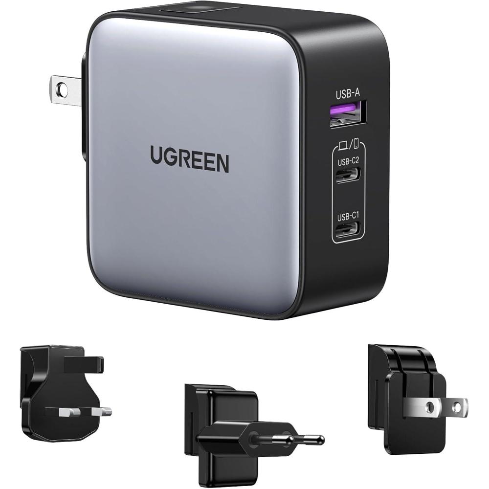 imageUGREEN 65W USB C Travel Adapter Foladable Fast GaN Charger with USUKEU 3 Plugs 3Port International Power Adapter for MacBook AirPro Dell XPS iPhone 171615 iPad Galaxy S25S24 Steam Deck
