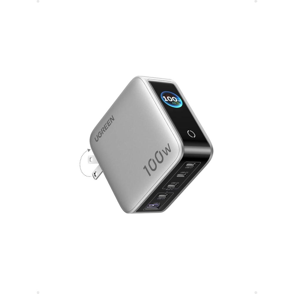 imageUGREEN Nexode Pro 100W GaN USB C Charger 5Port Fast TypeC Wall Charger Block with Smart Display Compatible with MacBook ProAir iPhone 1716 Series Galaxy iPad Pro Steam Deck