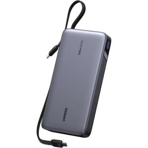 UGREEN Nexode Power Bank, 25,000mAh 165W Laptop Portable Charger with 2 Built-in USB-C Cables, 90Wh Fast Charging Business Travel Battery Pack for MacBook Pro/Air/ipad/iPhone 17/Samsung/Dell/HP/Lenovo