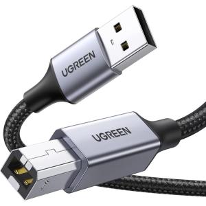 UGREEN Printer Cable, 15 FT USB A to B, Nylon Braided USB B Scanner Cord Compatible with Epson, Canon, HP, Brother, Dell, Samsung, Piano, DAC, Lexmark, Xerox, and More(Grey)